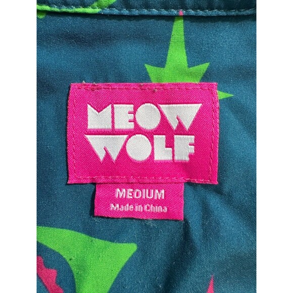 Meow Wolf Men's Lottie Button Up Casual Shirt Short Sleeve Polyester Medium - Picture 5 of 7